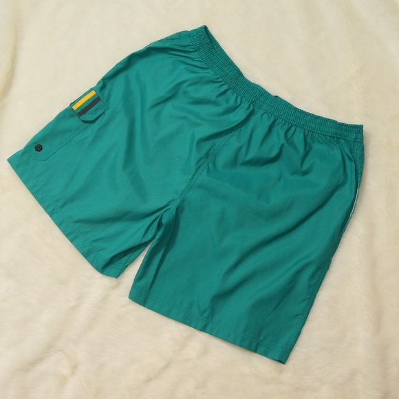 Adidas Classic Stripe Swim Shorts Teal Yellow - Picture 8 of 8